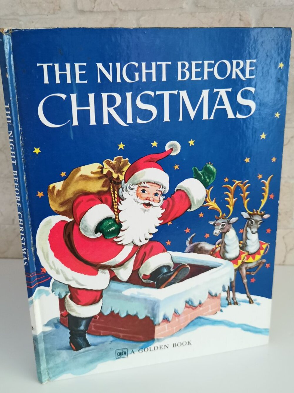 1970s Night Before Christmas Big Golden Book Santa Corinne Malvern Clement Moore